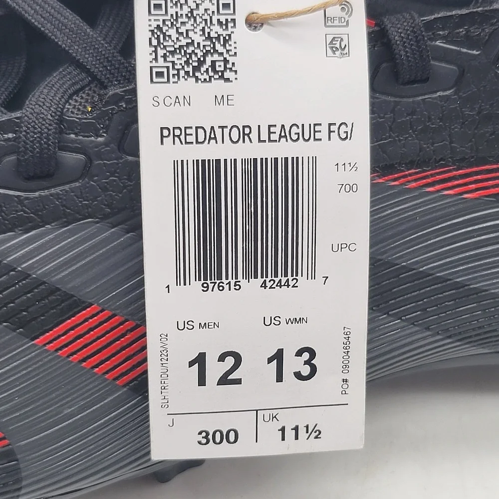 Adidas Predator‎ League FG MG Mens 12 Black Red Soccer Cleats ID1328 NWOB